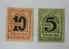 Rostock 5 und 10 Pfennig Aushilfsschein der Rostocker Bank -
