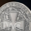 Ukraine. Battle Hardened 2 oz Antique finish Silver Coin 10 Cedis Republic of Ghana 2024