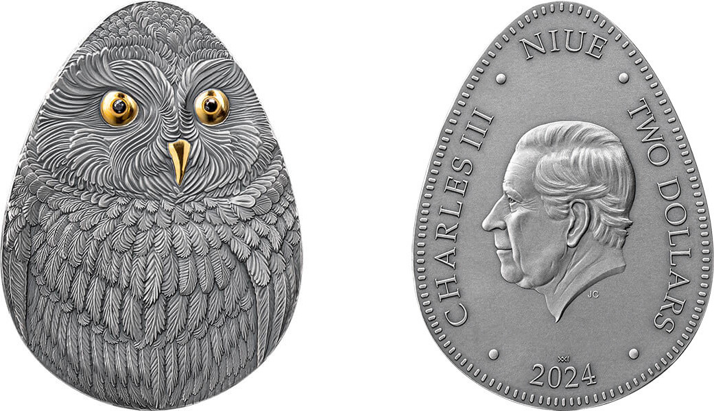 2 dollars Short-eared Owl Marvelous Owls 1 oz Antique finish
