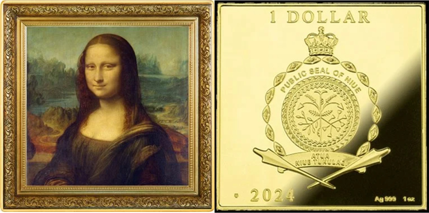 1 dollar Mona Lisa Treasures of World Painting by Leonardo da Vinci 1 oz  Proof Silver Coin 1$ Niue 2024 | MA-Shops