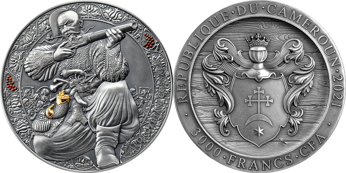 Cameroon 2021 Zaporozhian Cossack Legendary Warriors 3 oz Antique