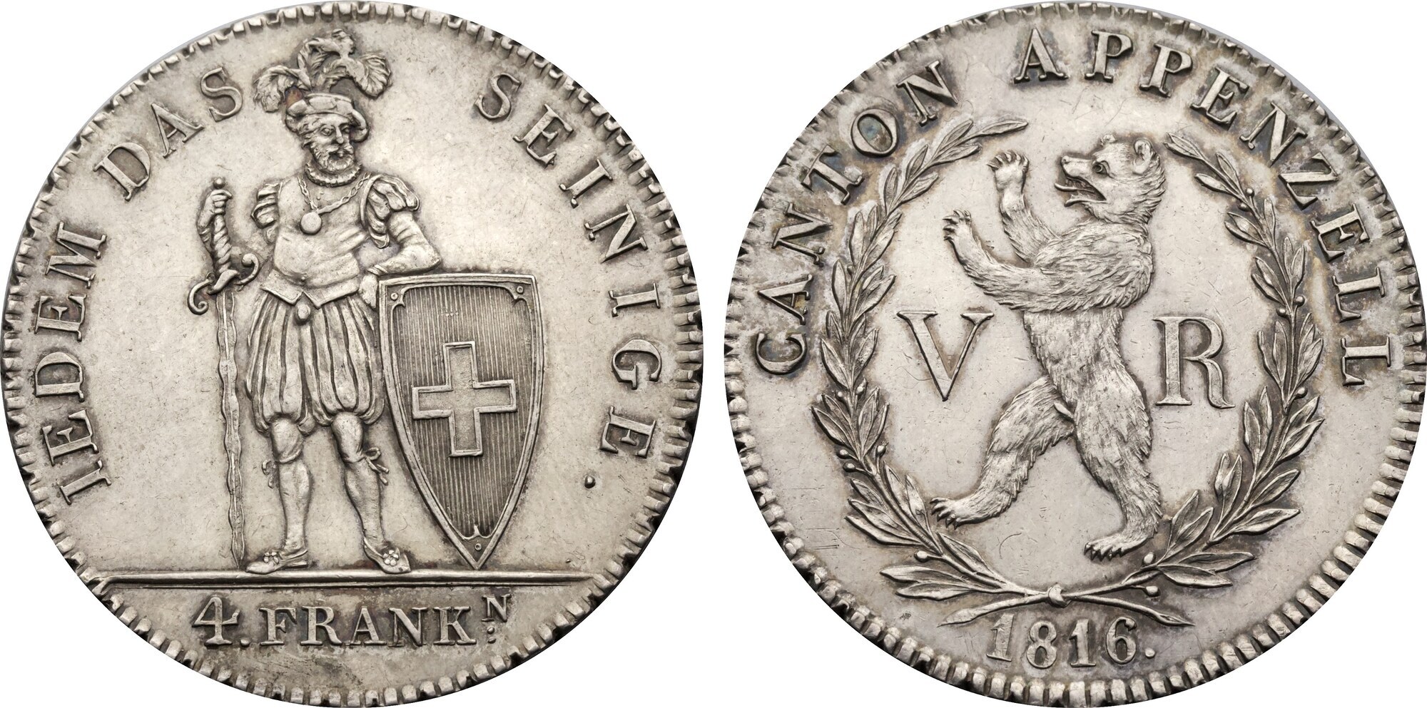 Switzerland 4 Franken 1816 Appenzell AU/UNC | MA-Shops
