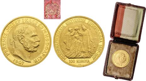 Hungary 100 Korona 1907 Franz Joseph I Coronation UNC