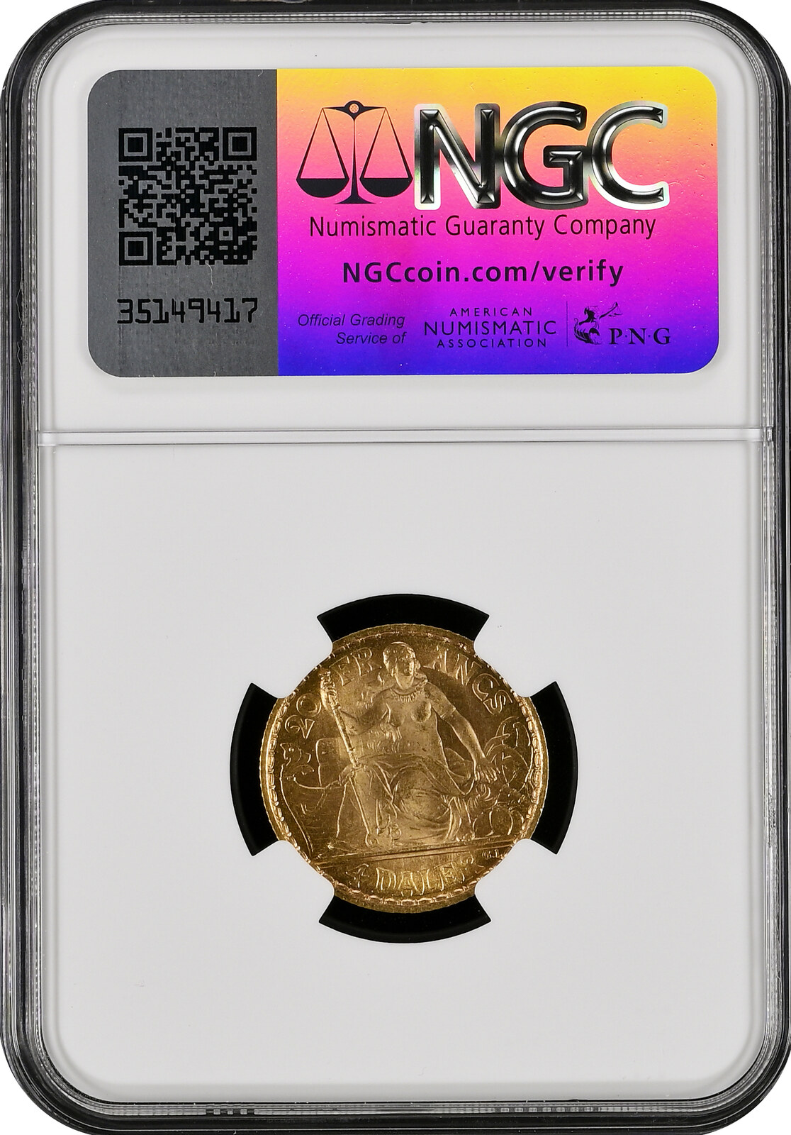 Danish West Indies 4 Daler (20 Francs) 1905 Christian IX