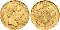 20 Francs 1877 Belgium Leopold II, Brussels mint XF/AU