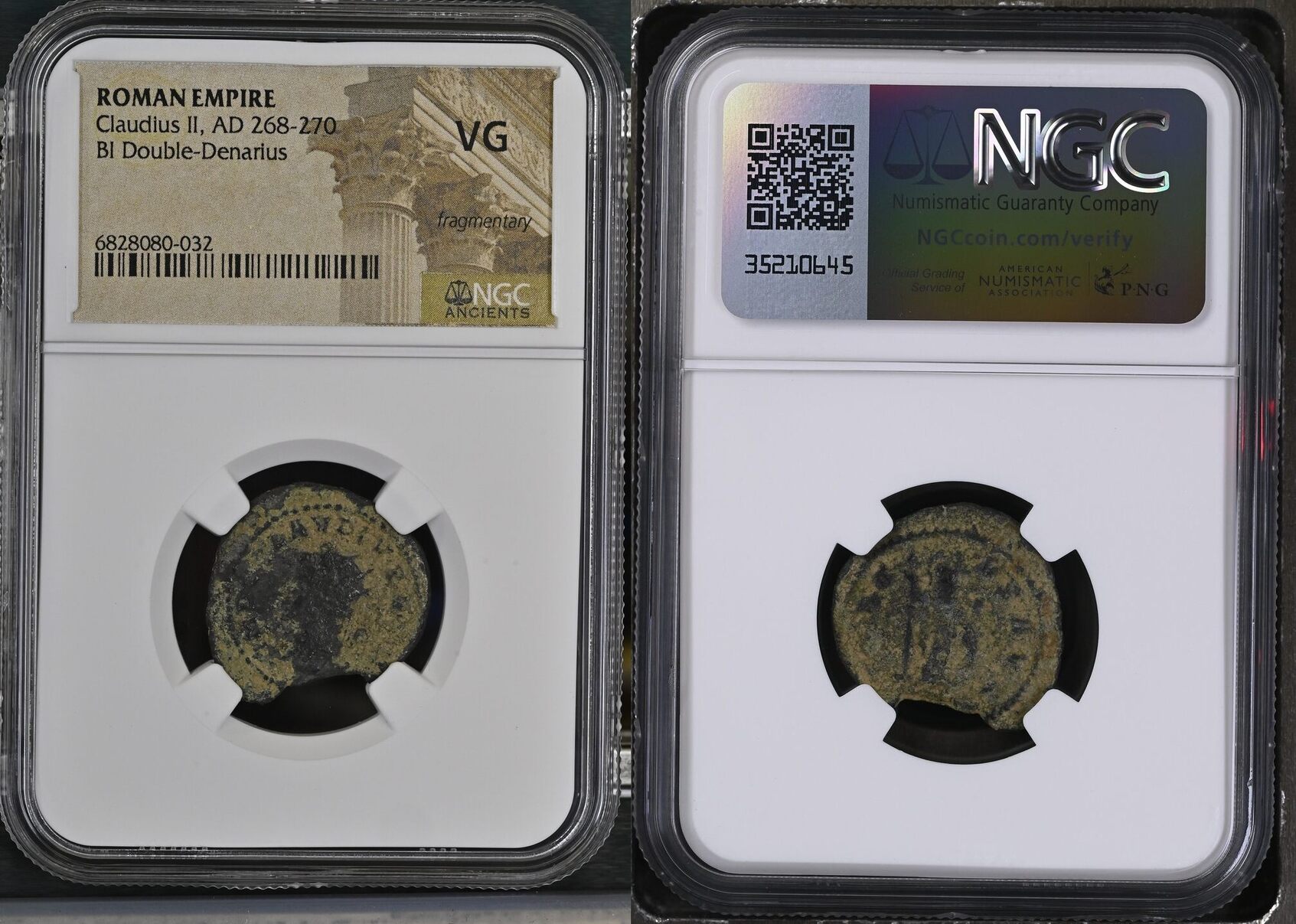 ROMAN EMPIRE BI Double-Denarius Claudius II, AD 268-270 NGC