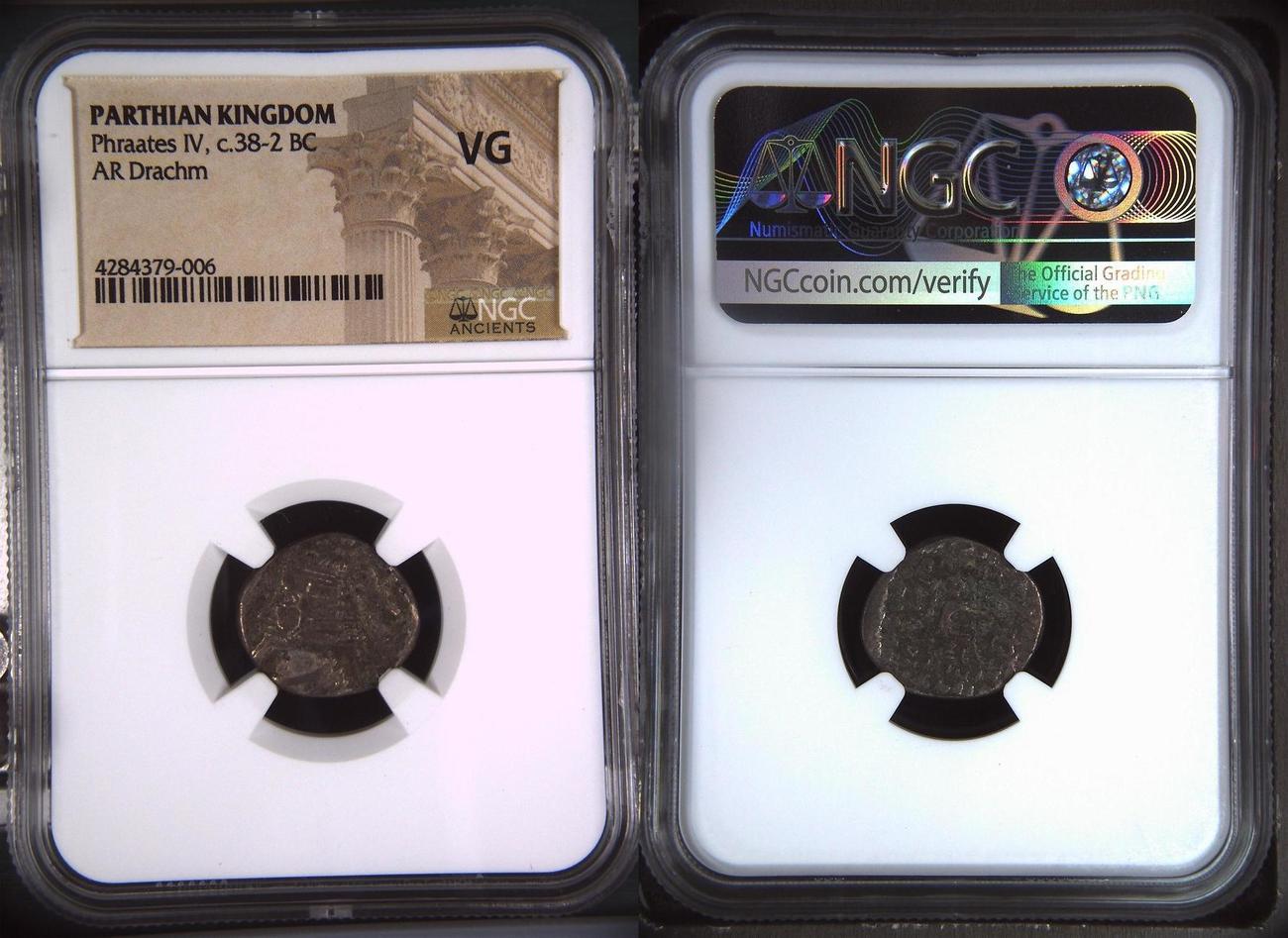 Parthian Kingdom Ar Drachm Phraates Iv C 38 2 Ngc Vg Ma Shops