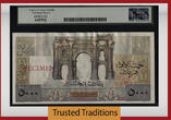 Welt Banknoten 50 DINARS TT PK 105s 1946-49 ALGERIA  OVESIZE SPECIMEN LCG 64 PPQ VERY CHOICE NEW NEAR FULL GEM SPECIMEN WITH TREMENDOUS EYE APPEAL HIGH QUALITY PAPER AND VERY DESIRABLE.