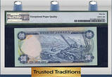 Welt Banknoten  TT PK 54, 55, 56, 57 JAMAICA SET OF 4 SAME SERIAL # *003616 PMG 66 EPQ GEM UNC. SET OF 4!
