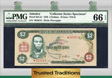 Welt Banknoten  TT PK 54, 55, 56, 57 JAMAICA SET OF 4 SAME SERIAL # *003616 PMG 66 EPQ GEM UNC. SET OF 4!