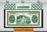 Welt Banknoten 100 FRANCS 1942 TT PK 19s ND MARTINIQUE  PCGS 67 PPQ SUPERB GEM NEW NONE FINER!