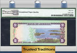 Welt Banknoten  TT PK 54, 55, 56, 57 JAMAICA SET OF 4 SAME SERIAL # *003616 PMG 66 EPQ GEM UNC. SET OF 4!
