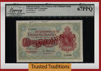 Welt Banknoten 5 POUNDS TT PK 9s 1960-75 FALKLAND ISLANDS SPECIMEN LCG 67 PPQ SUPERB NONE FINER -