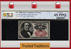 USA Banknoten 25 CENT TT FR 5TH ISSUE FRACTIONAL SHORT, THICK KEY PCGS 65 PPQ GEM NEW! -