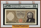 Welt Banknoten 100000 LIRE TT PK 100b ITALY A. MANZONI PMG 55 ABOUT UNCIRCULATED -