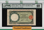 Welt Banknoten 50 LIRE TT PK 1b ITALIAN EAST AFRICAN SPECIAL SERIES PMG 40 XF ONLY 1 FINER -