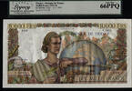 Welt Banknoten 56 FRANCE TT PK 132d 1951- 10000 FRANCS LCG 66 PPQ NO GEMS KNOWN INCREDIBLE PIECE -