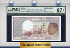 Welt Banknoten 1000 FRANCS TT PK 3s 1978-84 GABON O. BONGO SPECIMEN PMG 67 EPQ SUPERB POP 5! -