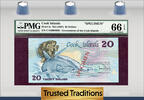 Welt Banknoten 20 DOLLARS TT PK 5s COOK ISLANDS SPECIMEN PMG 66 EPQ GEM POP TWO! -