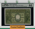 Welt Banknoten TT PK 13a ITALIAN SOMALILAND 10 SOMALI PMG 64 CHOICE UNCIRCULATED -