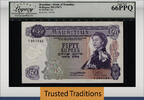 Welt Banknoten 50 RUPEES TT PK 33a MAURITIUS ELEGANT QUEEN ELIZABETH II LCG 66 PPQ GEM NEW -