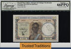 Welt Banknoten 25 FRANCS TT PK 38s FRENCH WEST AFRICA SPECIMEN LCG 66 PPQ TOP POPULATION -