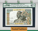 Welt Banknoten 1000 FRANCS TT PK 103Af 1959-65 WEST AFRICAN STATES / IVORY COAST PMG 67 EPQ -
