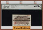 Welt Banknoten 50 CENTIMES TT PK 26 1914-18 LUXEMBOURG LCG 68 PPQ FINEST KNOWN NEAR PERFECTION! -