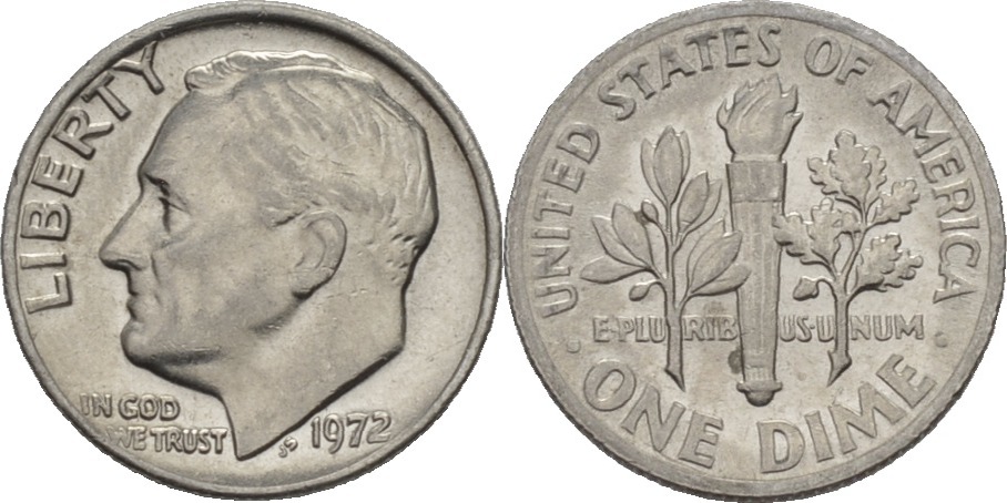 1 dime 1972 amerika roosevelt