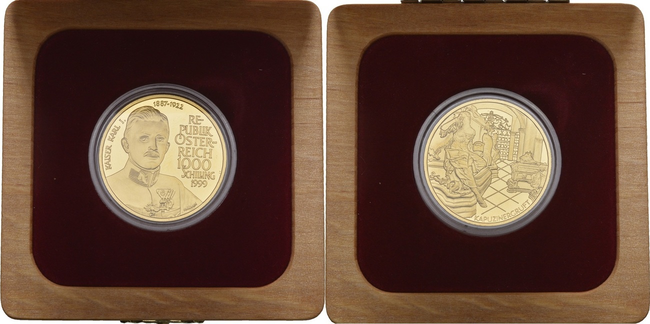 1000 Schilling 1999 Osterreich Kaiser Karl I In Originaletui Mit