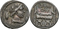 Italien AR-Denar Röm.Republik L.Furius Brocchus, 63. v. Chr. Münzstätte: Rom.  (Stuhl) AR-Denar 63.v.Chr. VZ+ / wunderbare irisierende Patina