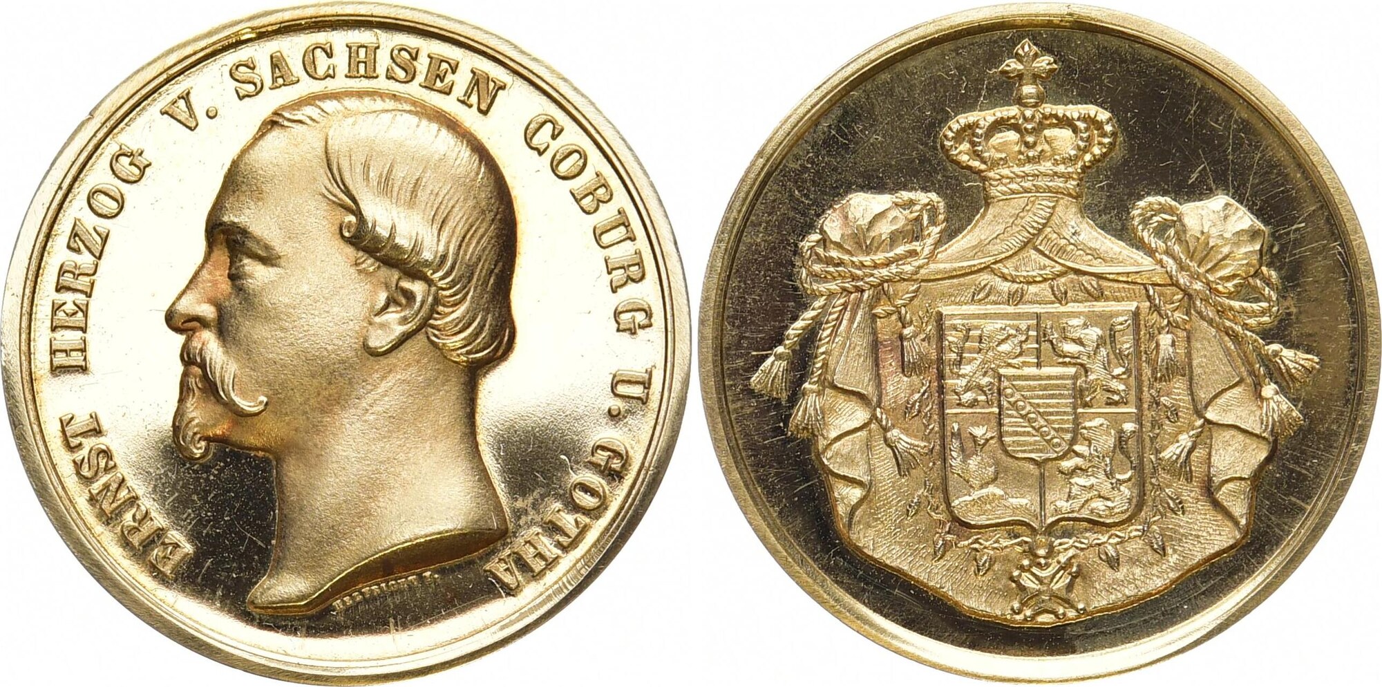 Sachsen-Coburg-Gotha. Goldmedaille o.J. Ernst II., 1844-1893. Feine