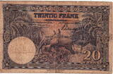 Belgian Congo 20 Francs 1942 P.15A F