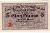 Luxembourg 5 Franken(C3c) 1914 P.23 UNC