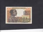 West African St. 100 Francs tear 1 cm 1965 P.101Ae VF-