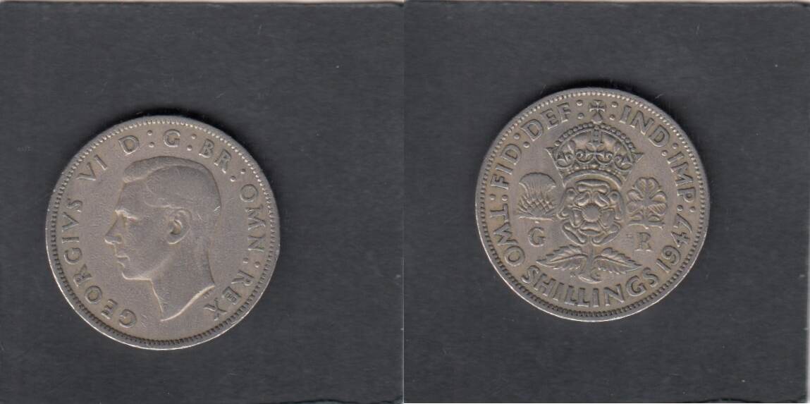 Great Britain 1948 2 Shillings GEORGIUS VI KM.865 VF MA Shops