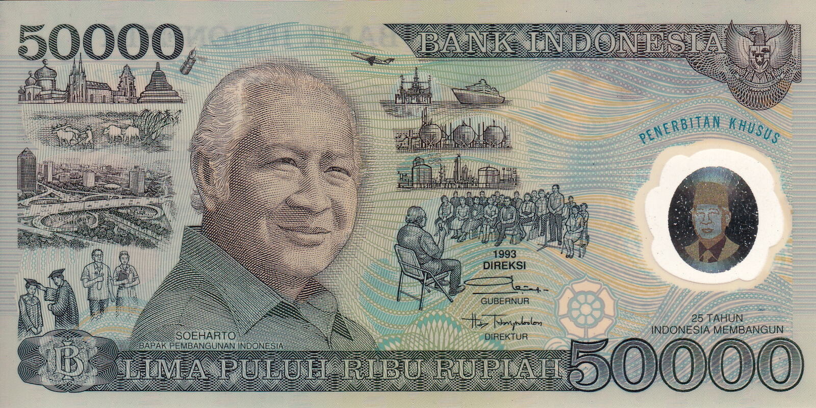 INDONESIA 50,000 50000 RUPIAH 1993 P 134 POLYMER UNC