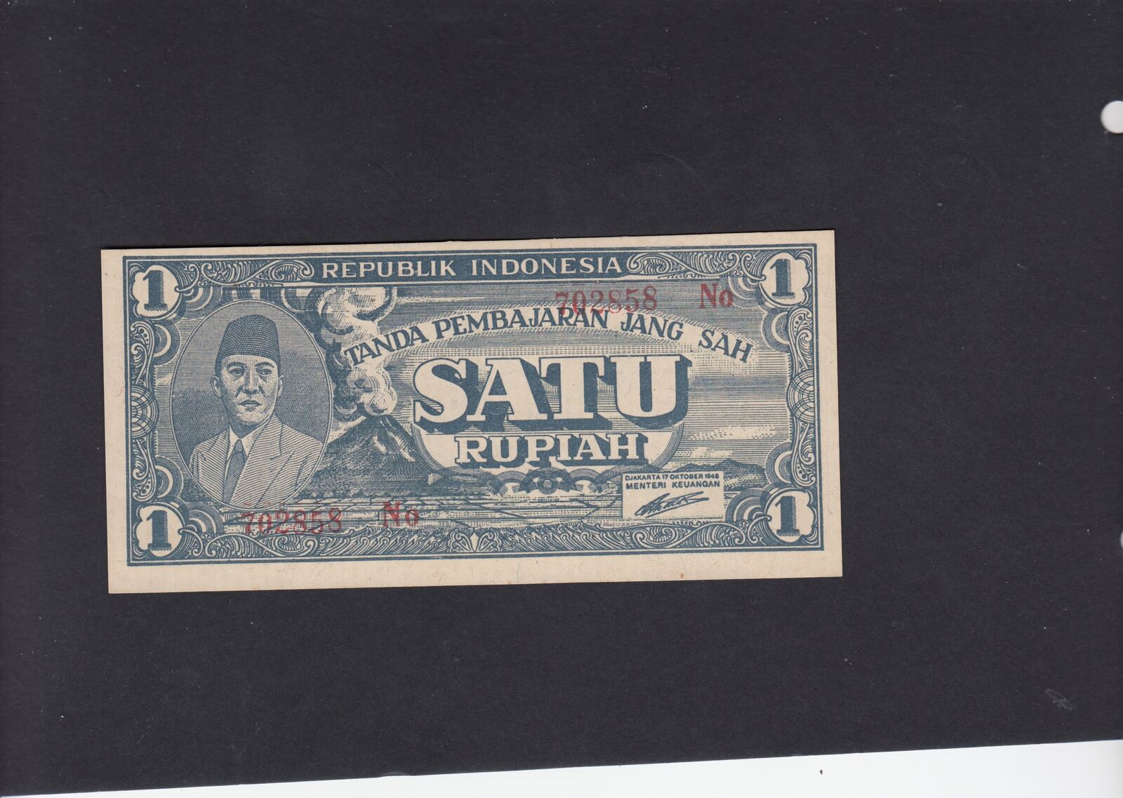Indonesia UNC 1 Rupiah Banknote 1964 P-80a Soekarno 