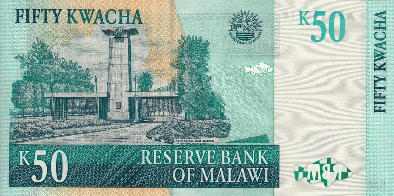 MALAWI 50 KWACHA 2001 P 45 UNC