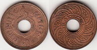 1 Satang RAMA VIII HOLE 1939 Thailand Y.51 unz