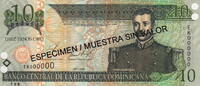 Dominican Rep. 10 Pesos SPECIMEN P.168s2 -
