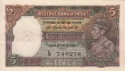 India P.18b 5 Rupees 1943 XF