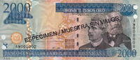 Dominican Rep. 2.000 Pesos SPECIMEN P.174S3 -