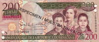 Dominican Rep. 200 Pesos SPECIMEN P.178S2 -