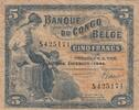 Belgian Congo 5 Francs P.13Ac -