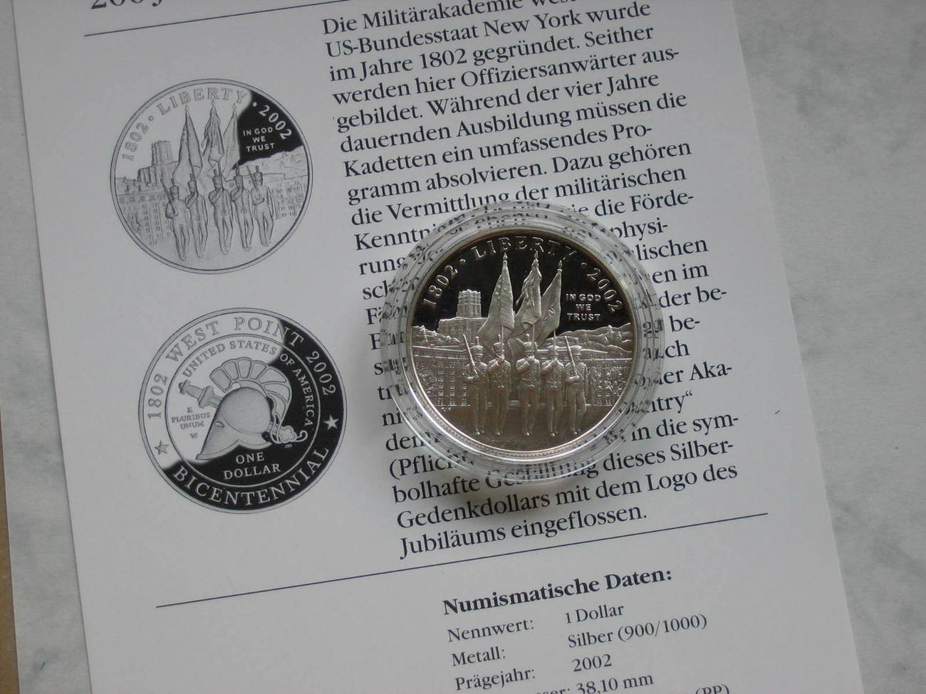 1 Dollar 2002 Usa Usa 1 Dollar 2002 Militarakademie West Point