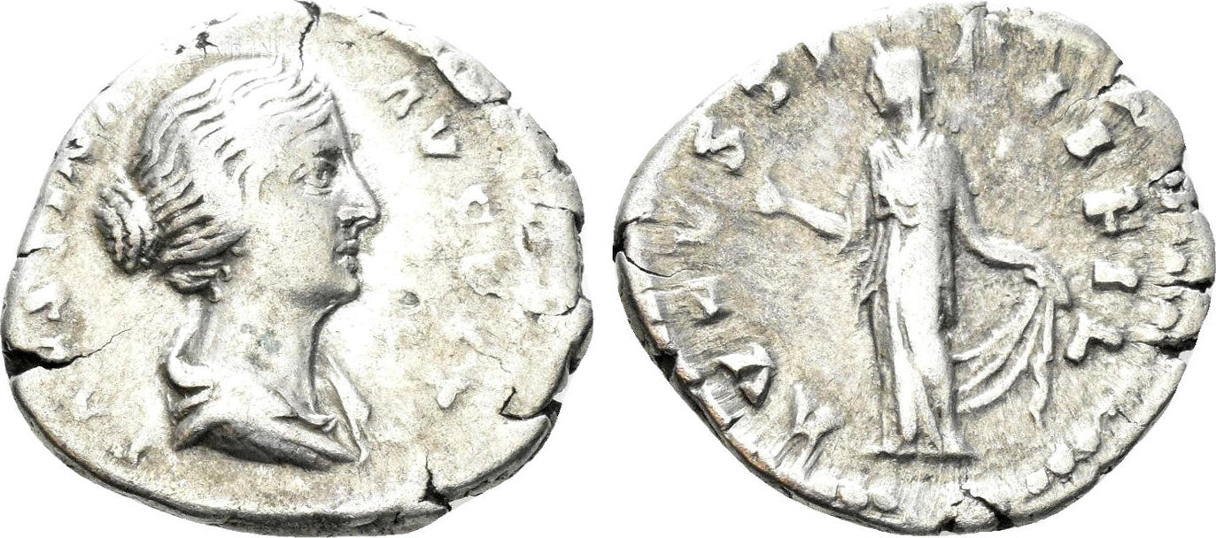 Faustina II 2024 (Augusta, AD 147-175). AR Denarius (2.40 g). Rome. Rev: Spes.