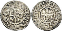 MIDDLE AGES AR Denier 1060-1129 AD France, Anjou. Fulk IV-V.  (1.27g, 21mm). Boudeau 153 Toned VF