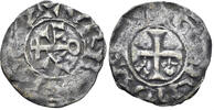 MIDDLE AGES AR Denier 1060-1129 AD France, Anjou. Fulk IV-V.  (1.00g, 19mm). Roberts 4114 Toned VF