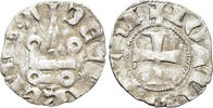 MIDDLE AGES AR Denier 1322-1333 Crusader, Principality of Achaea. Jean de Gravina (0.84g 18mm). Metcalf, Crusades, 1012ff VF